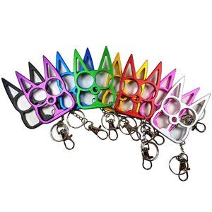 Cat Knuckle Keychain - 8 Pack Multicolor Rainbow Self Defense Rings